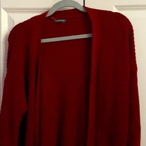 Red cardigan